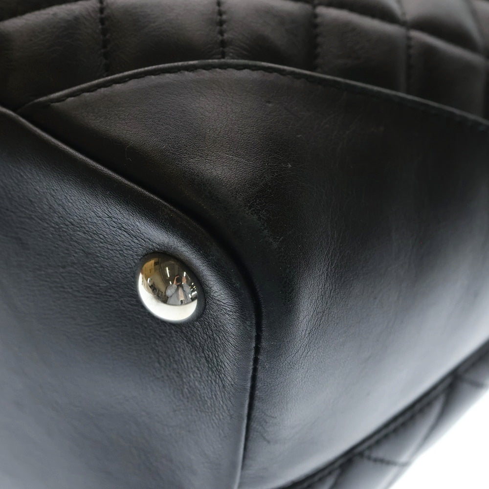 CHANEL(シャネル) カンボンライン キルティング トートバッグ ハンドバッグ ブラック ラムスキン×エナメル シルバー金具 レディース