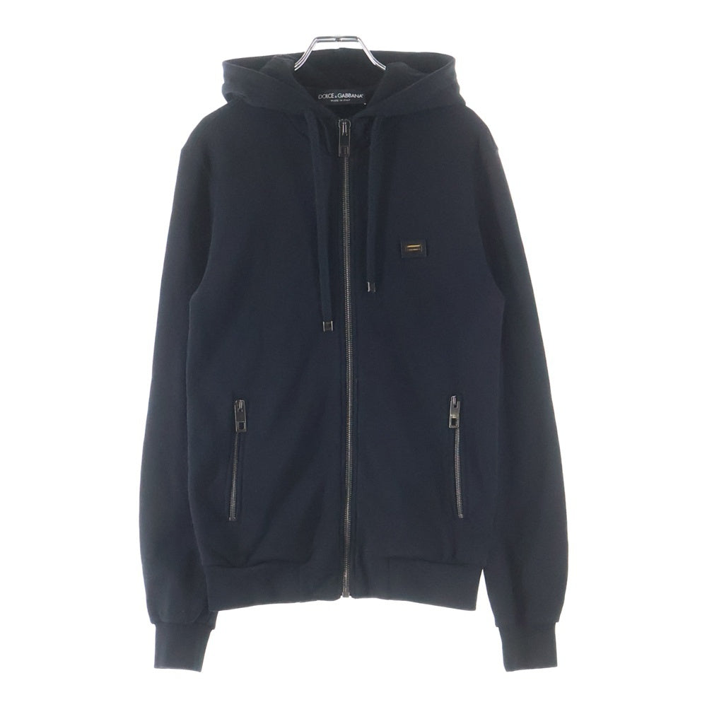 DOLCE & GABBANA(ドルチェアンドガッバーナ) ロゴプレート ジップアップスウェット パーカー ブラック