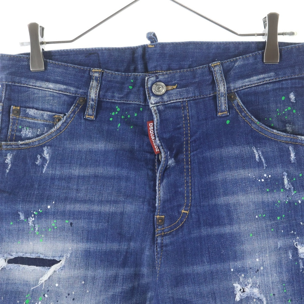 DSQUARED2(ディースクエアード) ダメージ加工 デニム ハーフ ショートパンツ ショーツ インディゴ