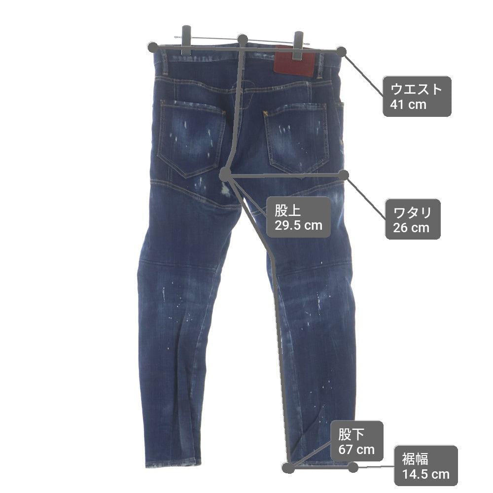 DSQUARED2(ディースクエアード) 18AW ペンキ加工 リペアデニムパンツ ジーンズ インディゴ S74LB0438