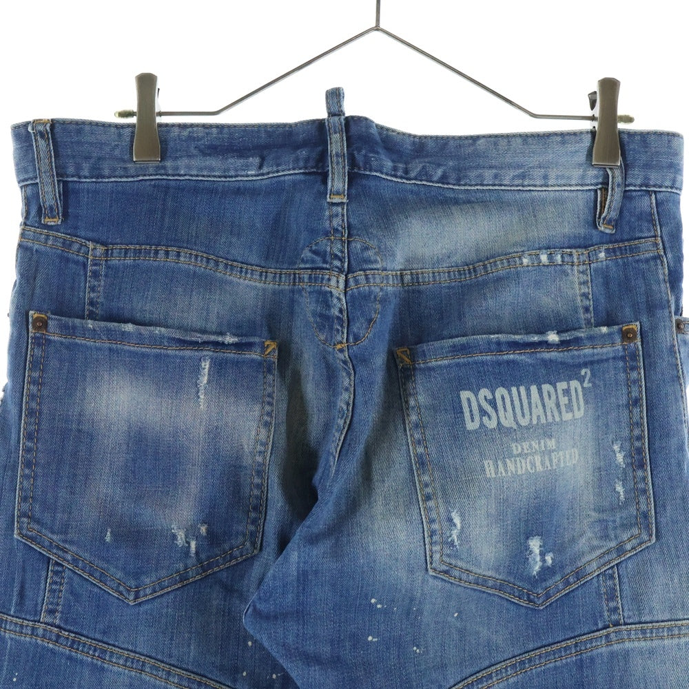 DSQUARED2(ディースクエアード) Tidy Biker リペア加工 ロゴプリント デニムパンツ ジーンズ インディゴ S74LB0430
