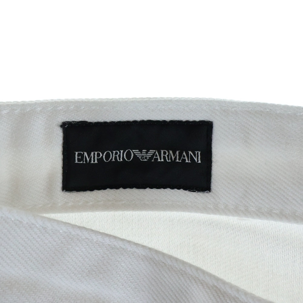 EMPORIO ARMANI(エンポリオアルマーニ) ロゴプレート バックプリント コットンストレッチデニムパンツ ジーンズ ホワイト