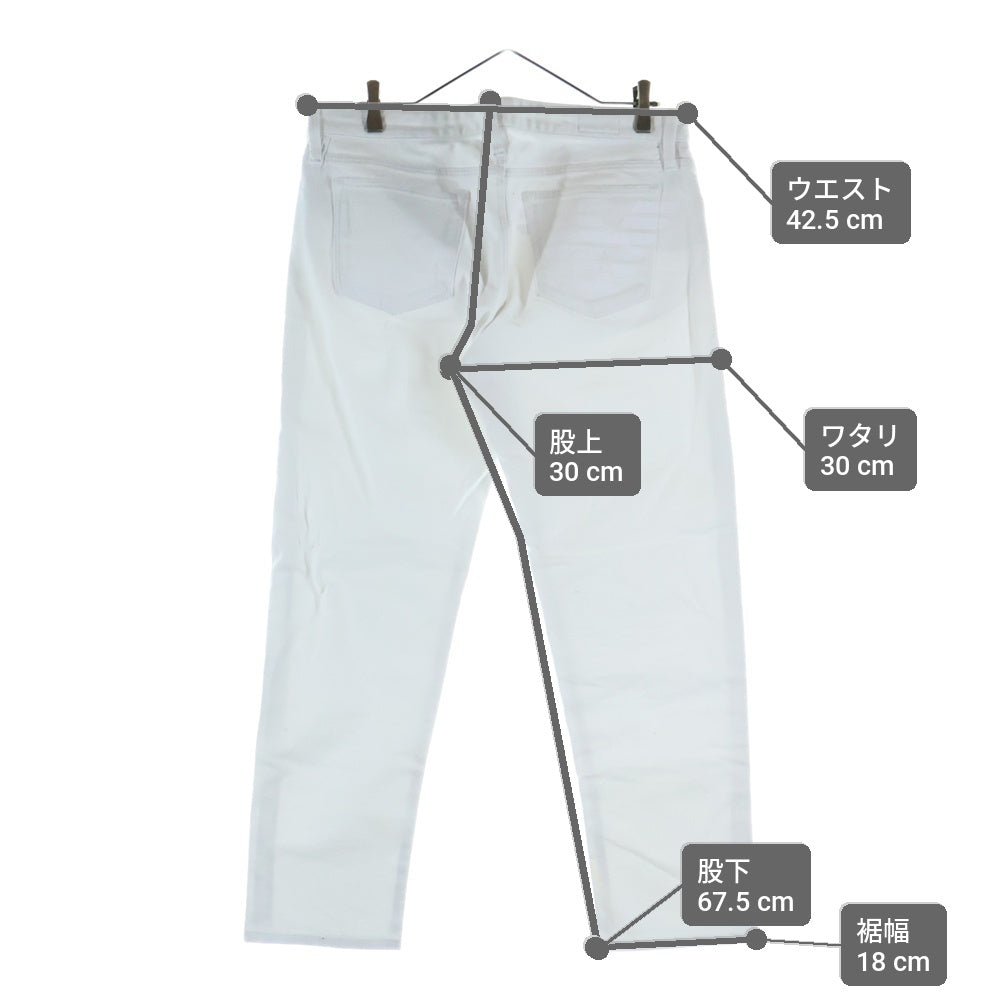 EMPORIO ARMANI(エンポリオアルマーニ) ロゴプレート バックプリント コットンストレッチデニムパンツ ジーンズ ホワイト