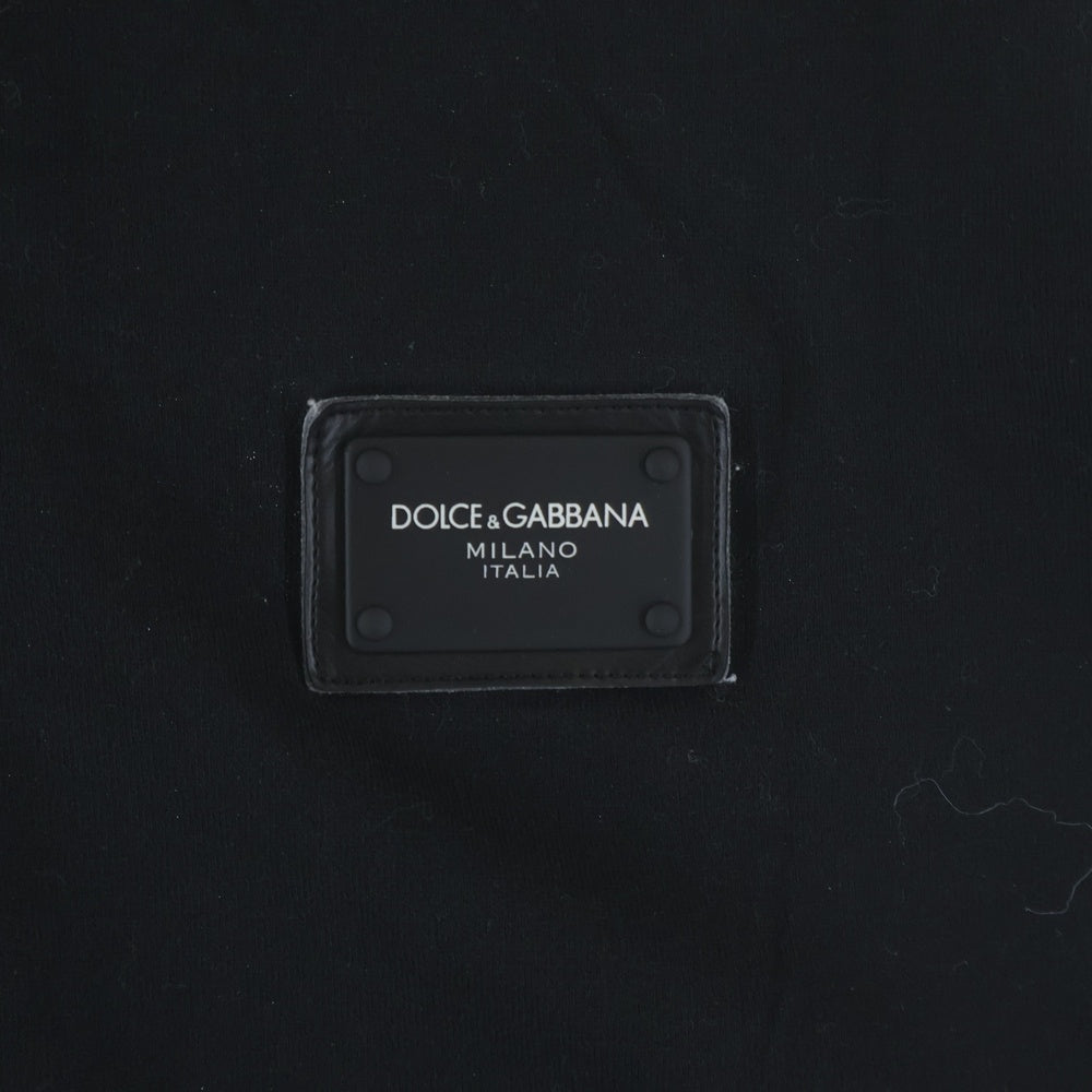 DOLCE & GABBANA(ドルチェアンドガッバーナ) ロゴプレート コットンVネック半袖カットソー Tシャツ ブラック