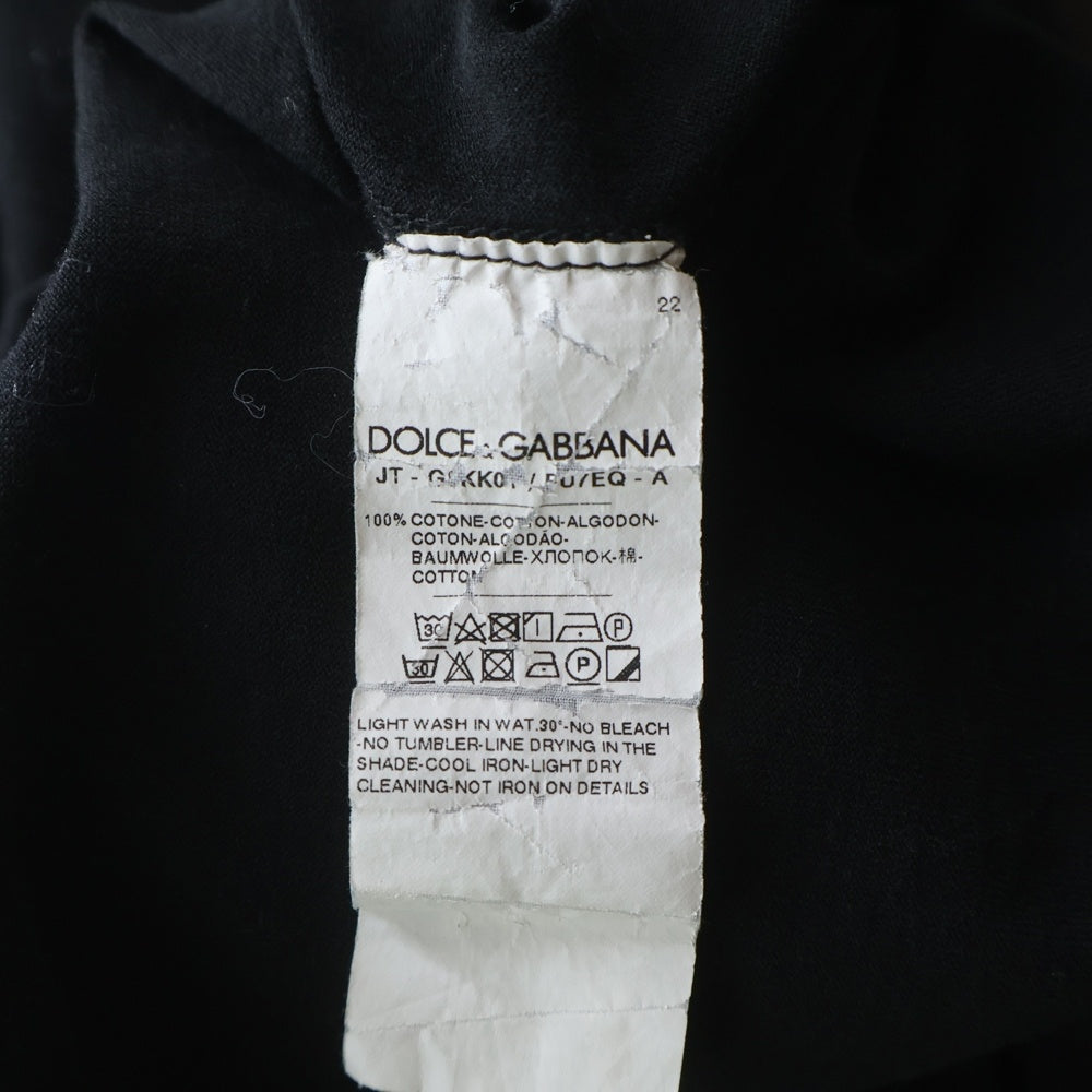 DOLCE & GABBANA(ドルチェアンドガッバーナ) ロゴプレート コットンVネック半袖カットソー Tシャツ ブラック