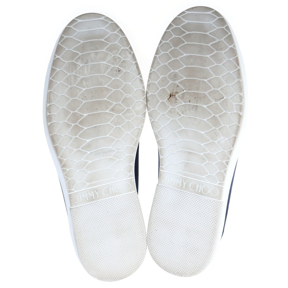 JIMMY CHOO(ジミーチュウ) ロゴプレート スウェードレザー ローカットシューズ スニーカー ネイビー