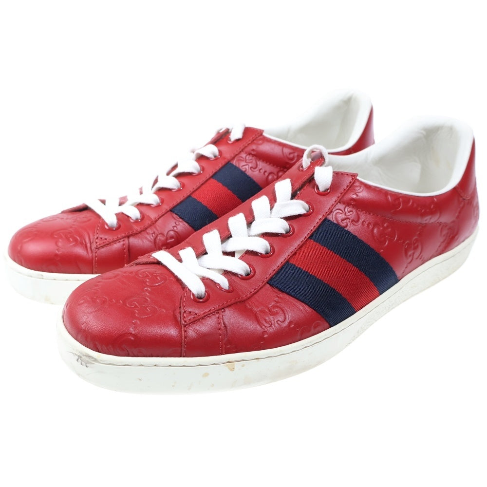 GUCCI(グッチ) ACE エース グッチシマ シェリーライン レザー ローカットシューズ スニーカー レッド 386750