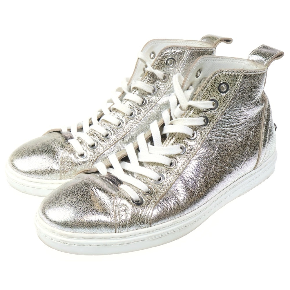 JIMMY CHOO(ジミーチュウ) メタリックレザー ハイカットシューズ スニーカー シルバー
