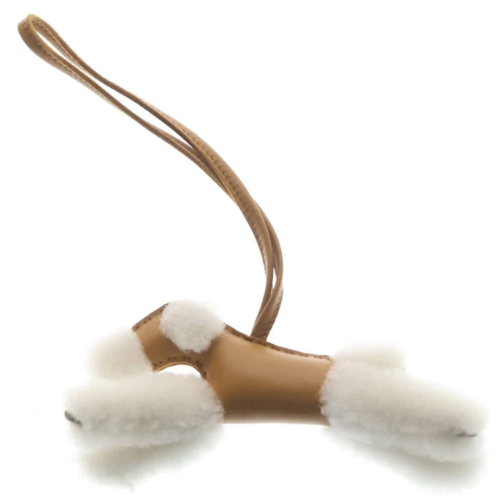 HERMES(エルメス) バディチャーム セサミ ブラウン×ホワイト レザー ボア U刻印 レディース