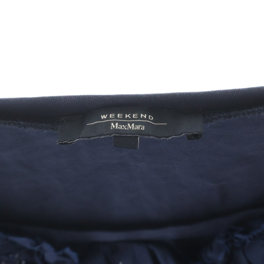 Weekend Max Mara(ウィークエンド マックスマーラ) フラワー ビーズ刺繍 ロングスリーブ 長袖カットソー ネイビー レディース