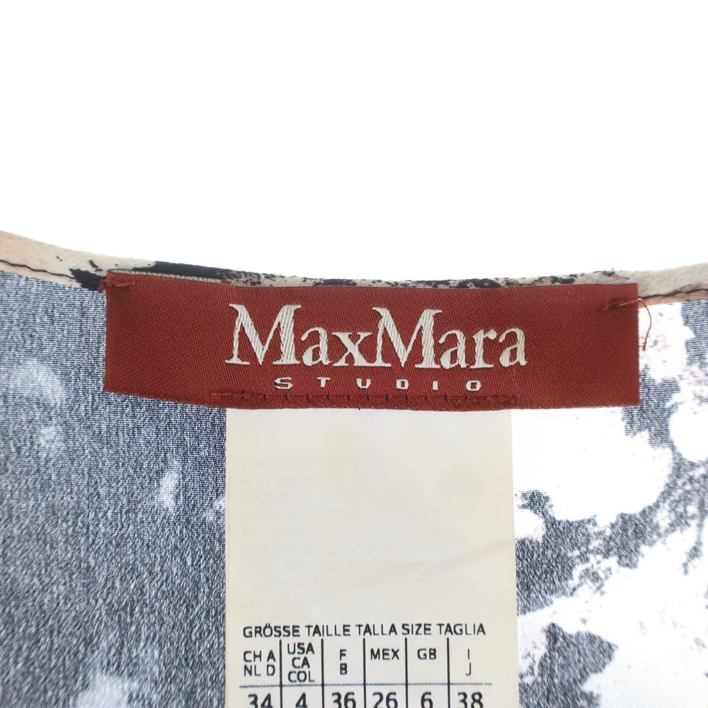 Max Mara(マックスマーラ) フローラルプリント シフォン ワンピース ブラック/ベージュ レディース