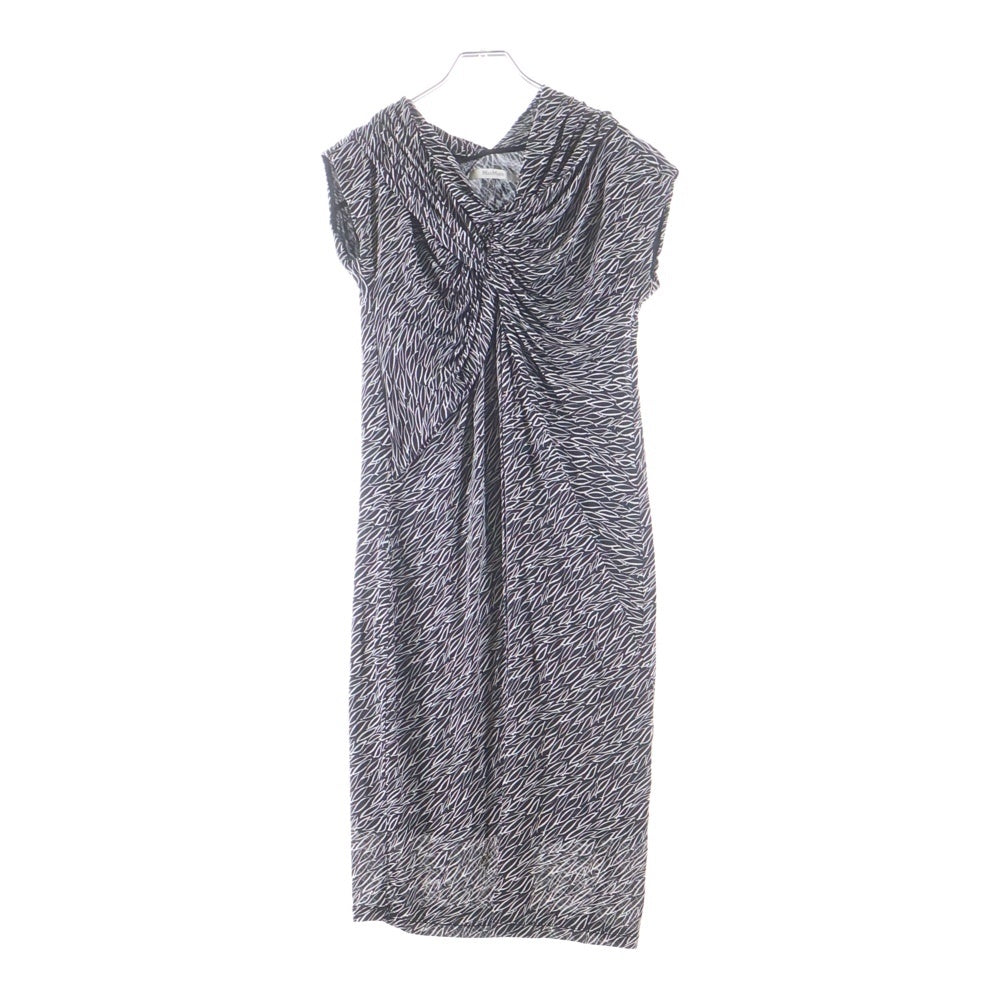 Max Mara(マックスマーラ) 総柄プリント ギャザーデザイン ノースリーブ ワンピース ブラック レディース
