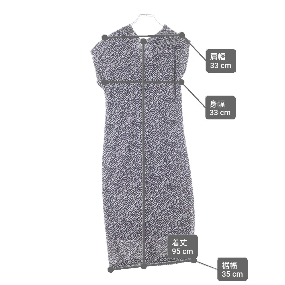 Max Mara(マックスマーラ) 総柄プリント ギャザーデザイン ノースリーブ ワンピース ブラック レディース