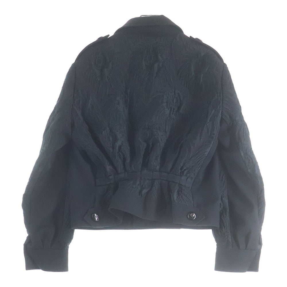 LOUIS VUITTON(ルイヴィトン) ジャガード 切り替え スリーブ ショート ミリタリージャケット ブラック レディース RW141B F5VB13UFH