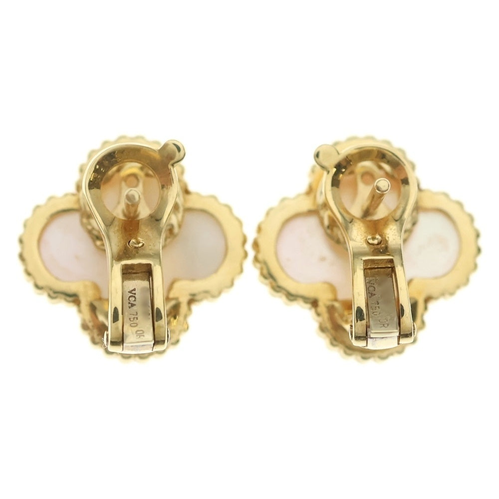 Van Cleef & Arpels(ヴァンクリーフアンドアーペル) ヴィンテージアルハンブラ イヤリング マザーオブパール Au750 K18 YG イエローゴールド