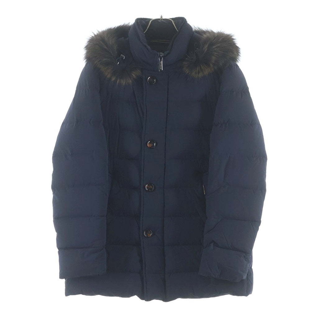 MOORER(ムーレー) MORESCO-KN モレスコ ファーフーデッド ダウン ロングジャケット コート ネイビー
