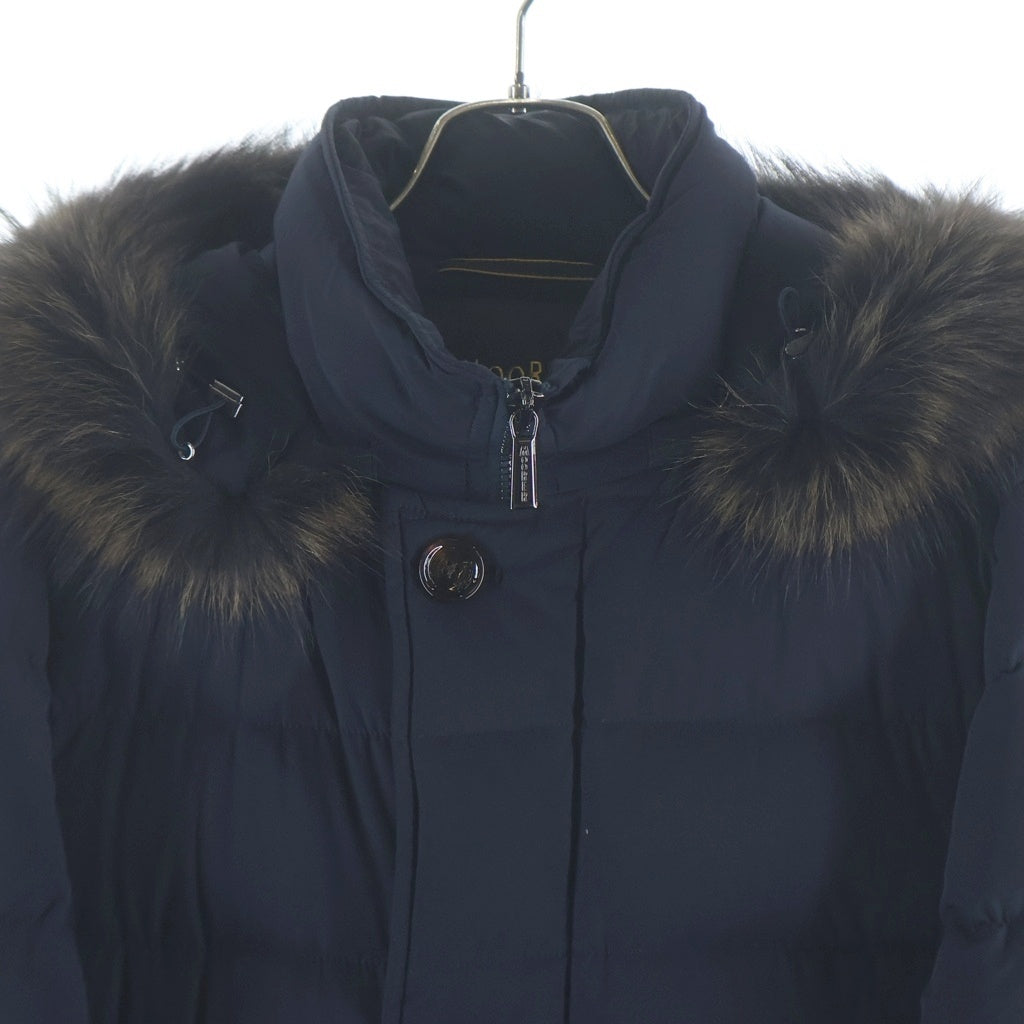 MOORER(ムーレー) MORESCO-KN モレスコ ファーフーデッド ダウン ロングジャケット コート ネイビー