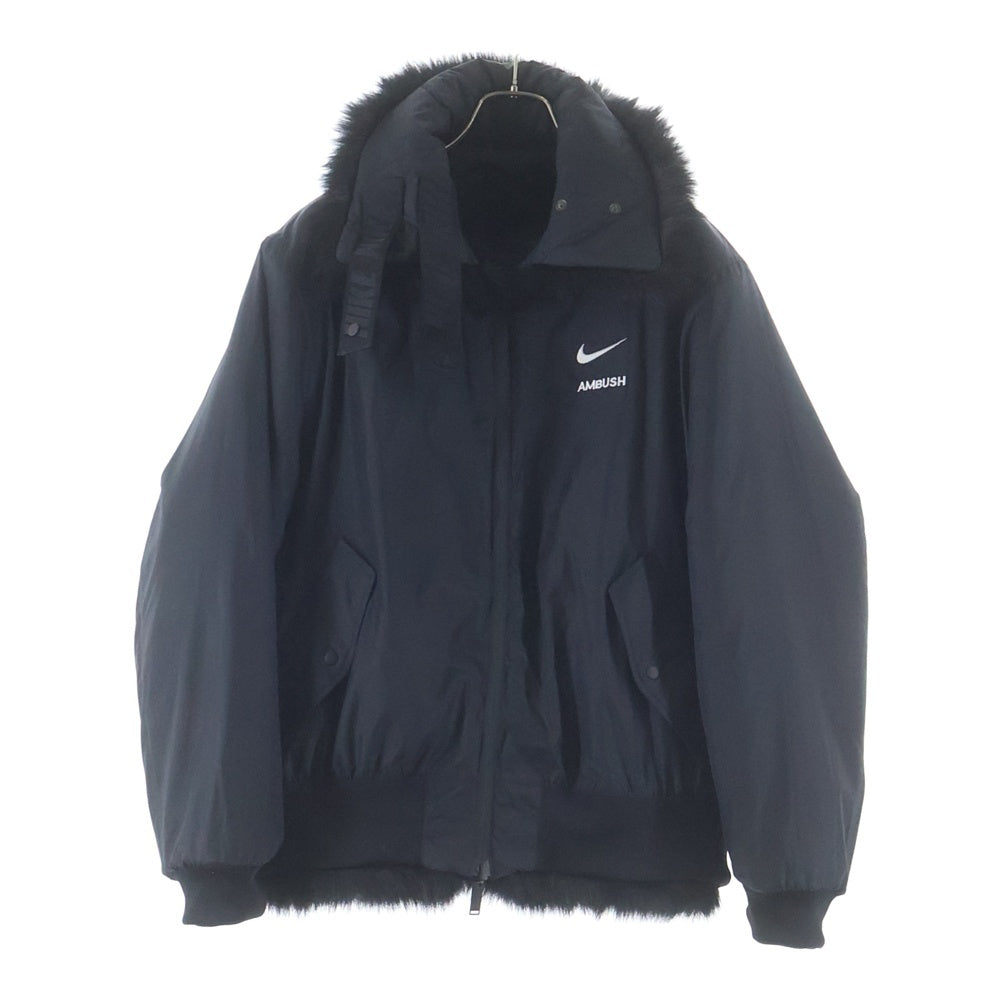 NIKE(ナイキ) ×AMBUSH Reversible Faux Fur Coat アンブッシュ リバーシブルフェイクファー コート ジップアップジャケット ブルゾン ブラック AQ9225-010