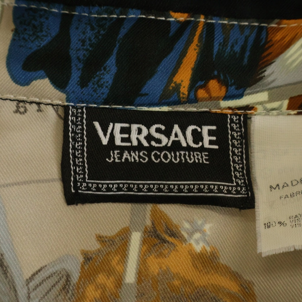VERSACE(ヴェルサーチ) 総柄プリント レーヨン 長袖シャツ ブラック/ベージュ
