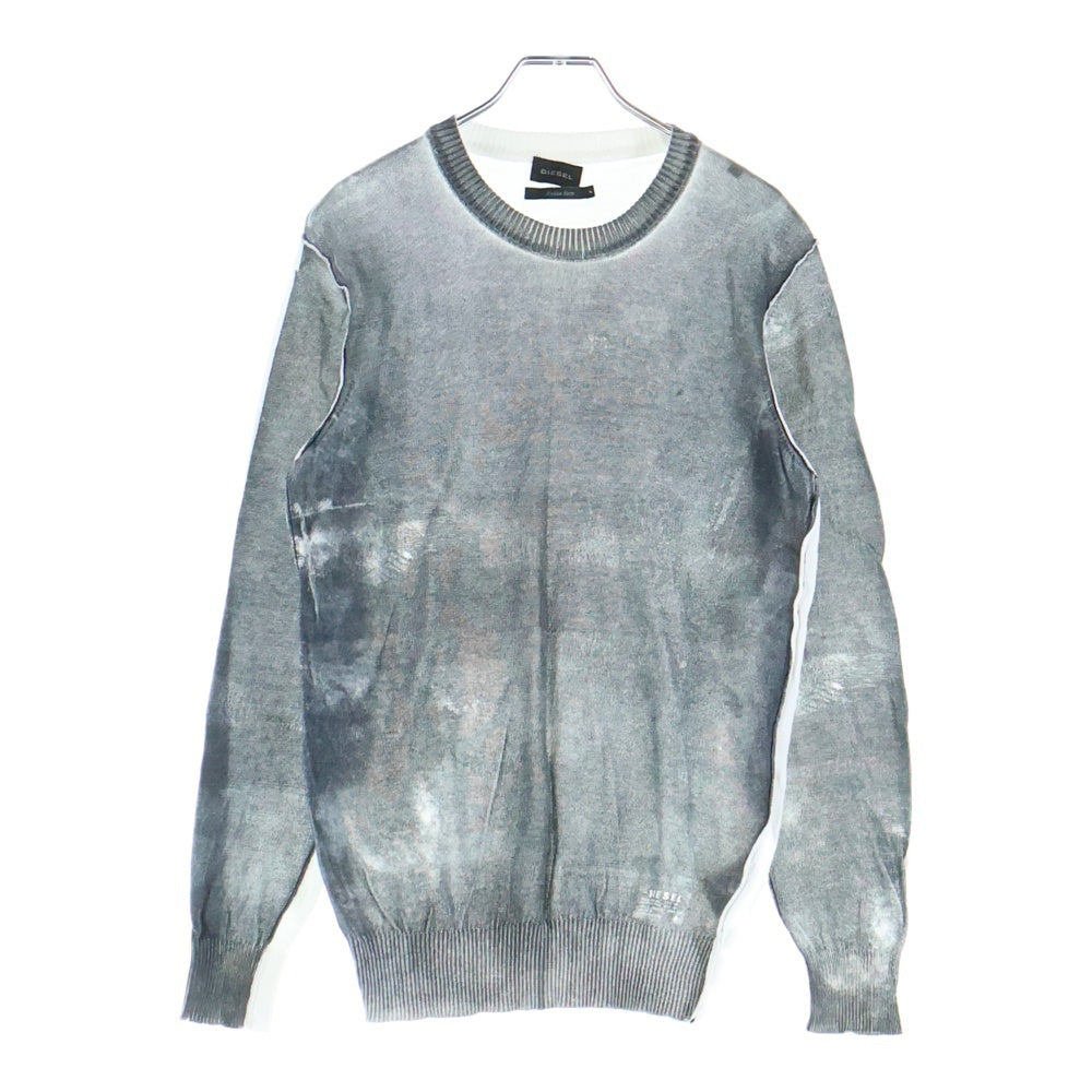 DIESEL(ディーゼル) K-LARENCE プリント クルーネック プルオーバー ニット セーター グレー