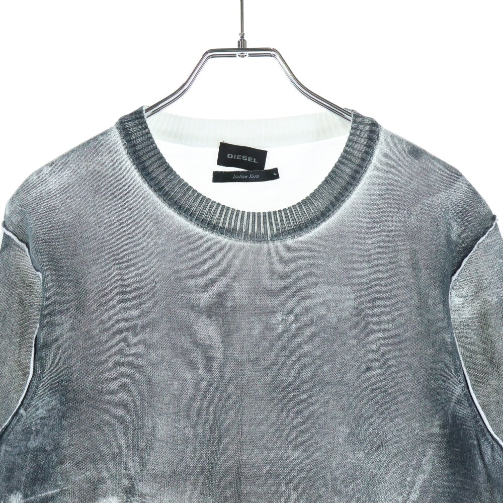 DIESEL(ディーゼル) K-LARENCE プリント クルーネック プルオーバー ニット セーター グレー