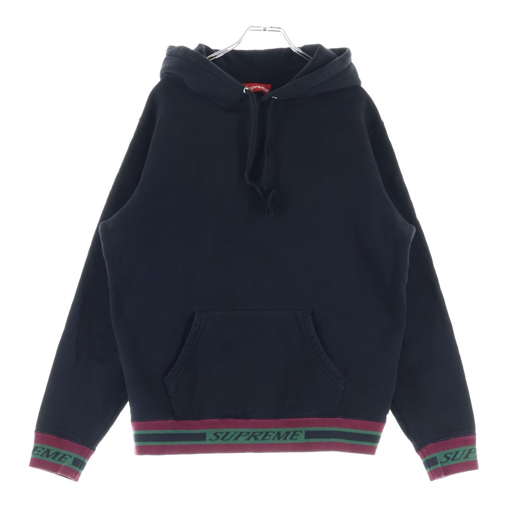 SUPREME(シュプリーム) ストライプリブフーディットパーカー ブラック サイズS