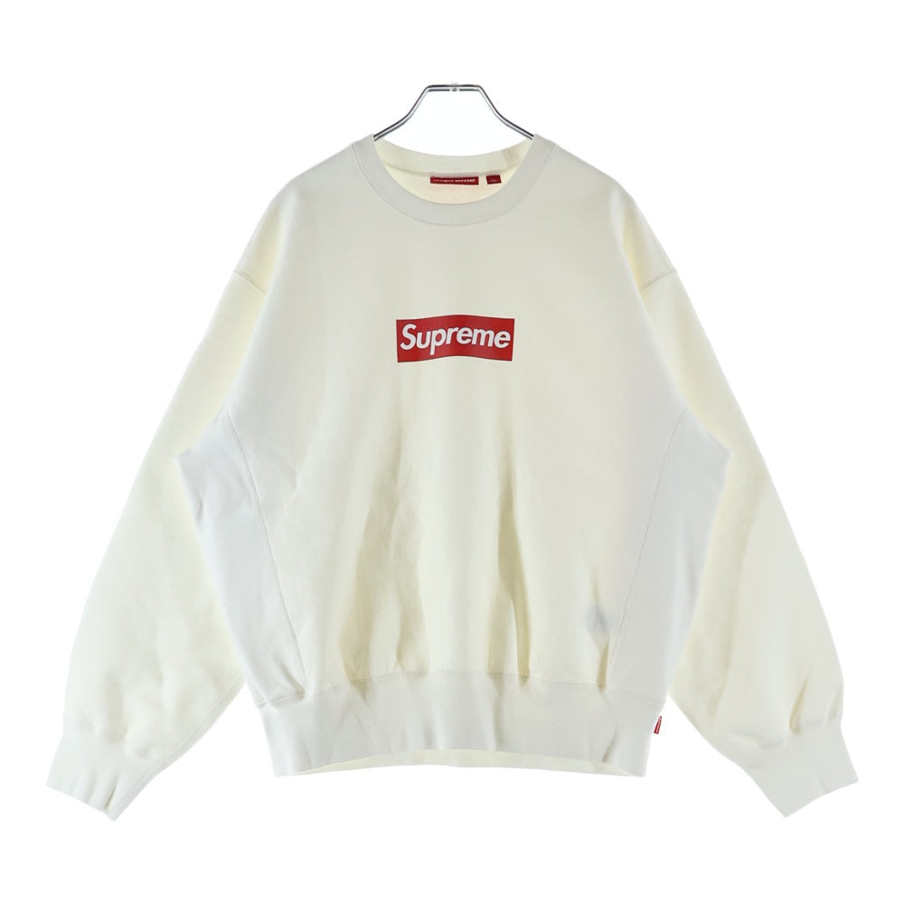 SUPREME(シュプリーム) 25SS Washed Box Logo Crewneck ウォッシュド ボックスロゴプリント クルーネック プルオーバースウェットトレーナー ホワイト