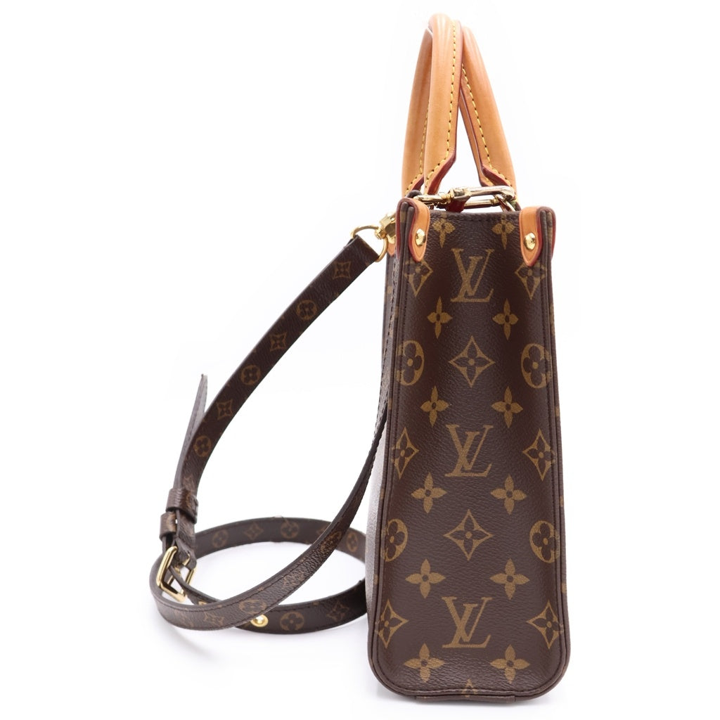 LOUIS VUITTON(ルイヴィトン) モノグラム サックプラBB 2WAYバッグ ハンドバッグ ショルダーバッグ ブラウン レザー×PVC M45847 ゴールド金具 レディース