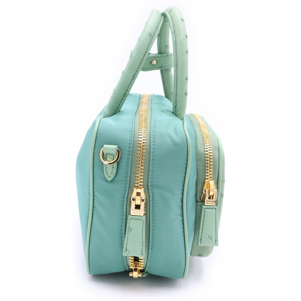 PRADA(プラダ) テスート トップハンドル 2WAY ハンドバッグ ショルダーバッグ 1BB106 グリーン レディース