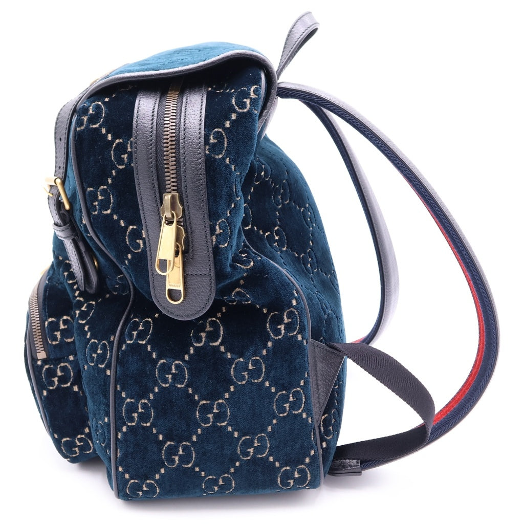 GUCCI(グッチ) GGベルベット スモール バックパック リュックサック 574942 ブルーグリーン レディース