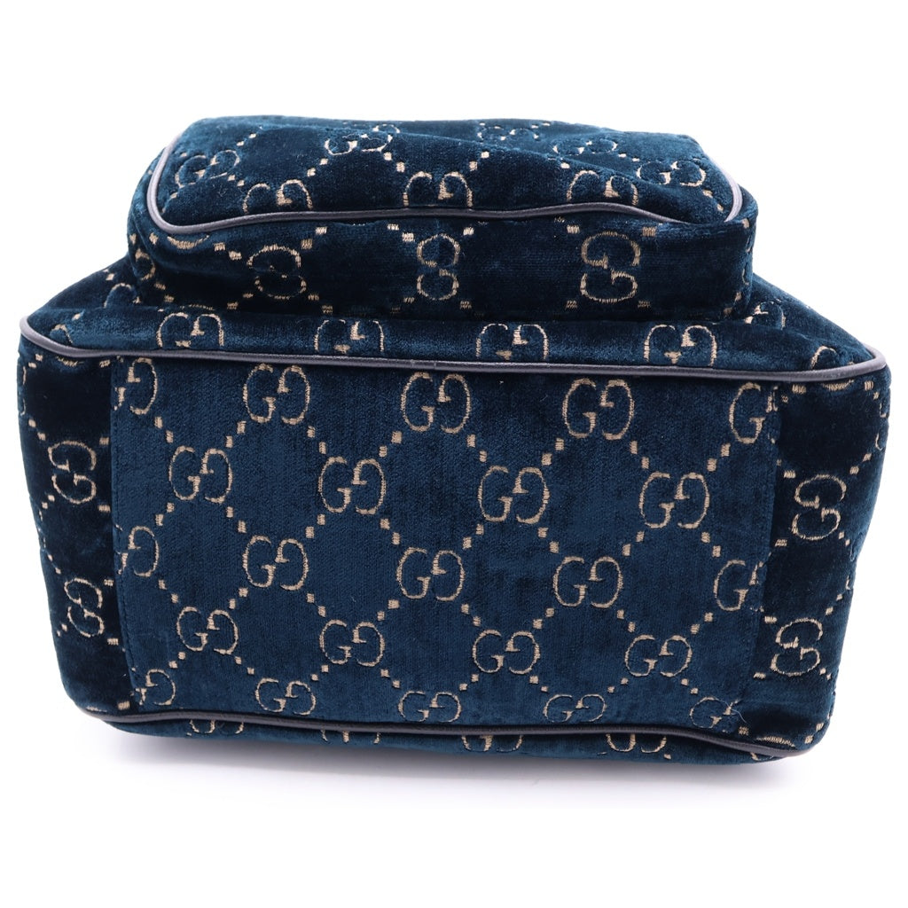 GUCCI(グッチ) GGベルベット スモール バックパック リュックサック 574942 ブルーグリーン レディース