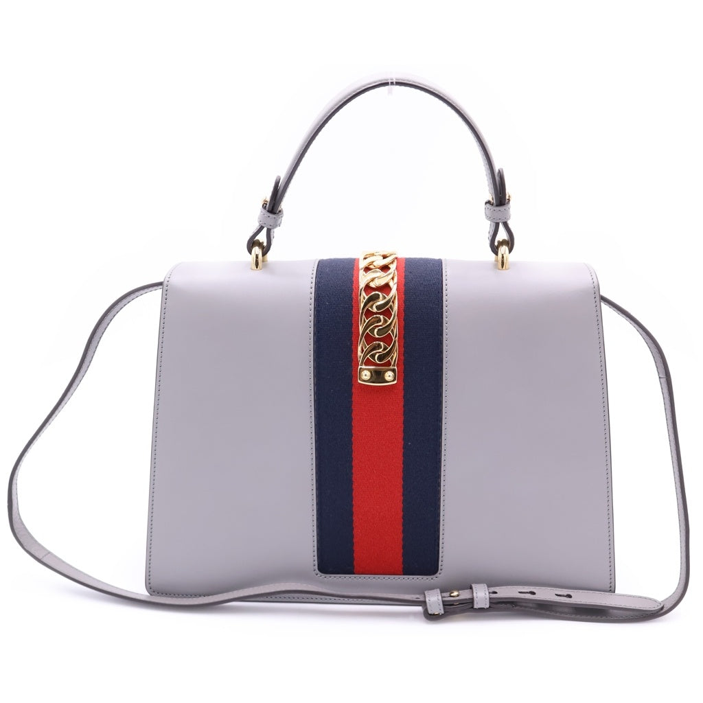 GUCCI(グッチ) シルヴィ ローズ スパンコール 刺繍 シェリーライン レザー 2WAY ハンドバッグ ショルダーバッグ 431665 グレー レディース