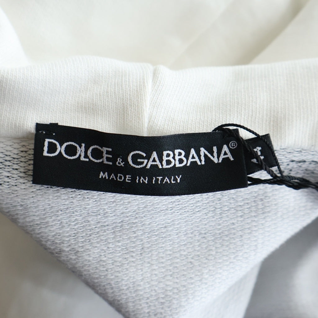 DOLCE & GABBANA(ドルチェアンドガッバーナ) フロントDGロゴ ジップアップパーカー フーディー ブラック/ホワイト G9AIYT レディース