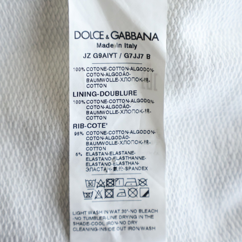 DOLCE & GABBANA(ドルチェアンドガッバーナ) フロントDGロゴ ジップアップパーカー フーディー ブラック/ホワイト G9AIYT レディース