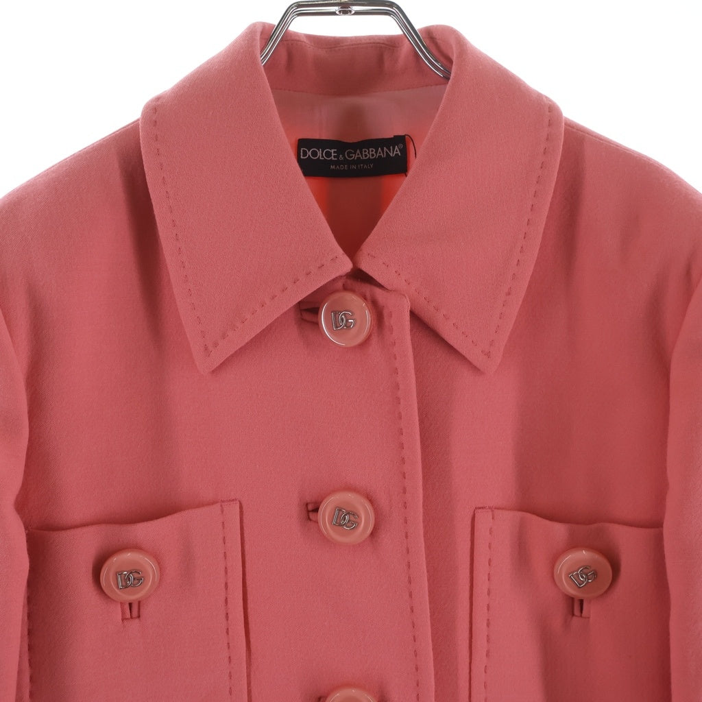 DOLCE & GABBANA(ドルチェアンドガッバーナ) ボタンロングジャケット ライトアウター ピンク #38 F0B8ATFU2271 レディース