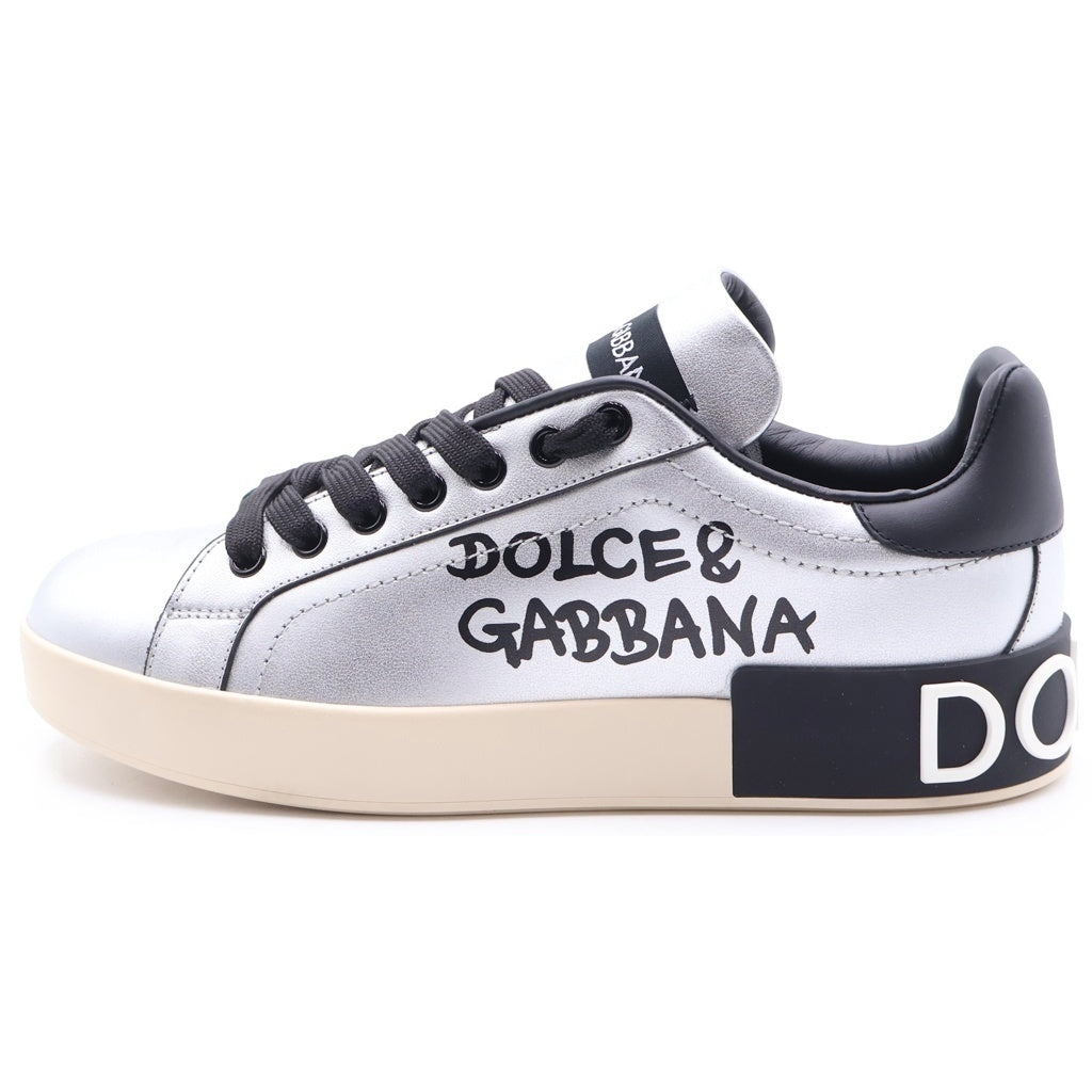 DOLCE & GABBANA(ドルチェアンドガッバーナ) Portofino ポルトフィーノ ローカットスニーカー シューズ メタリック シルバー/ブラック CK1544AW329 レディース