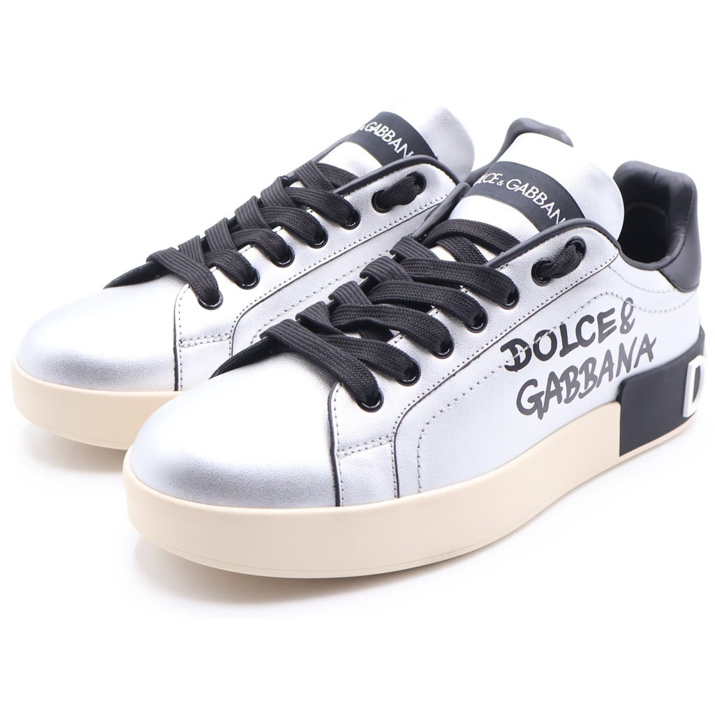 DOLCE & GABBANA(ドルチェアンドガッバーナ) Portofino ポルトフィーノ ローカットスニーカー シューズ メタリック シルバー/ブラック CK1544AW329 レディース