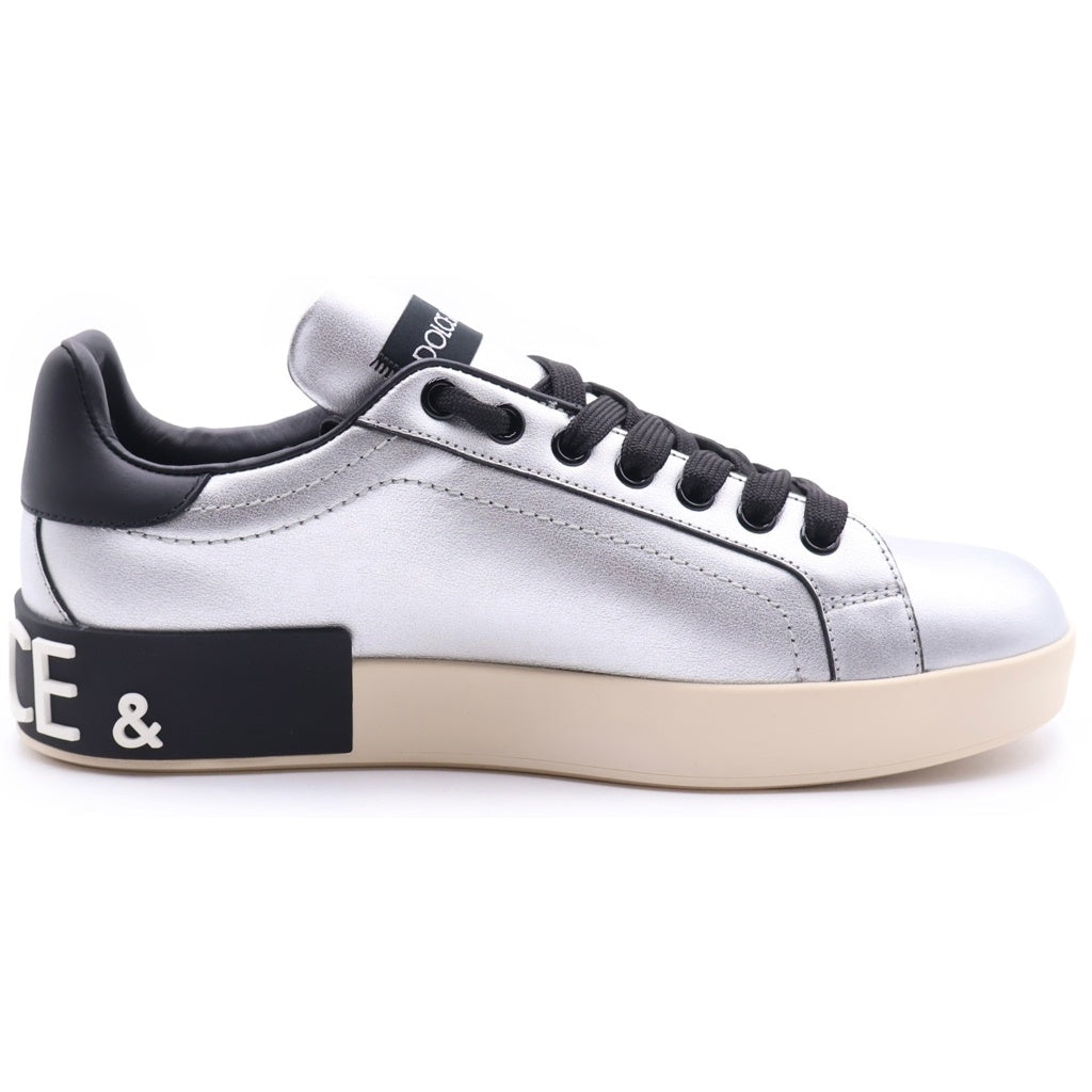 DOLCE & GABBANA(ドルチェアンドガッバーナ) Portofino ポルトフィーノ ローカットスニーカー シューズ メタリック シルバー/ブラック CK1544AW329 レディース