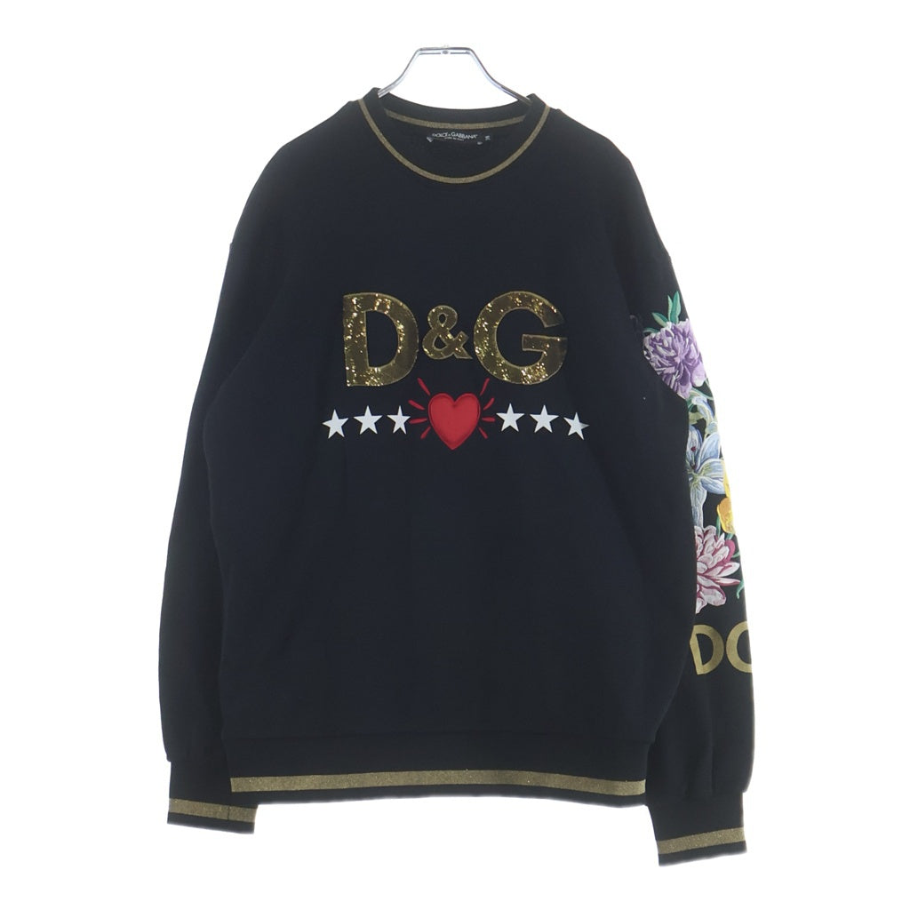 DOLCE & GABBANA(ドルチェアンドガッバーナ) スパンコールロゴスウェット ブラック #38 G7TBG レディース