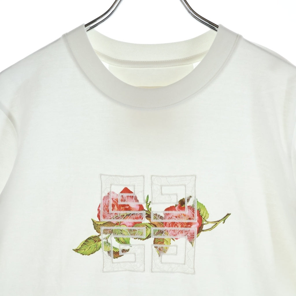 GIVENCHY(ジバンシィ) 4G レース フロントロゴ 半袖Tシャツ カットソー ホワイト BW70AS3YP7 レディース