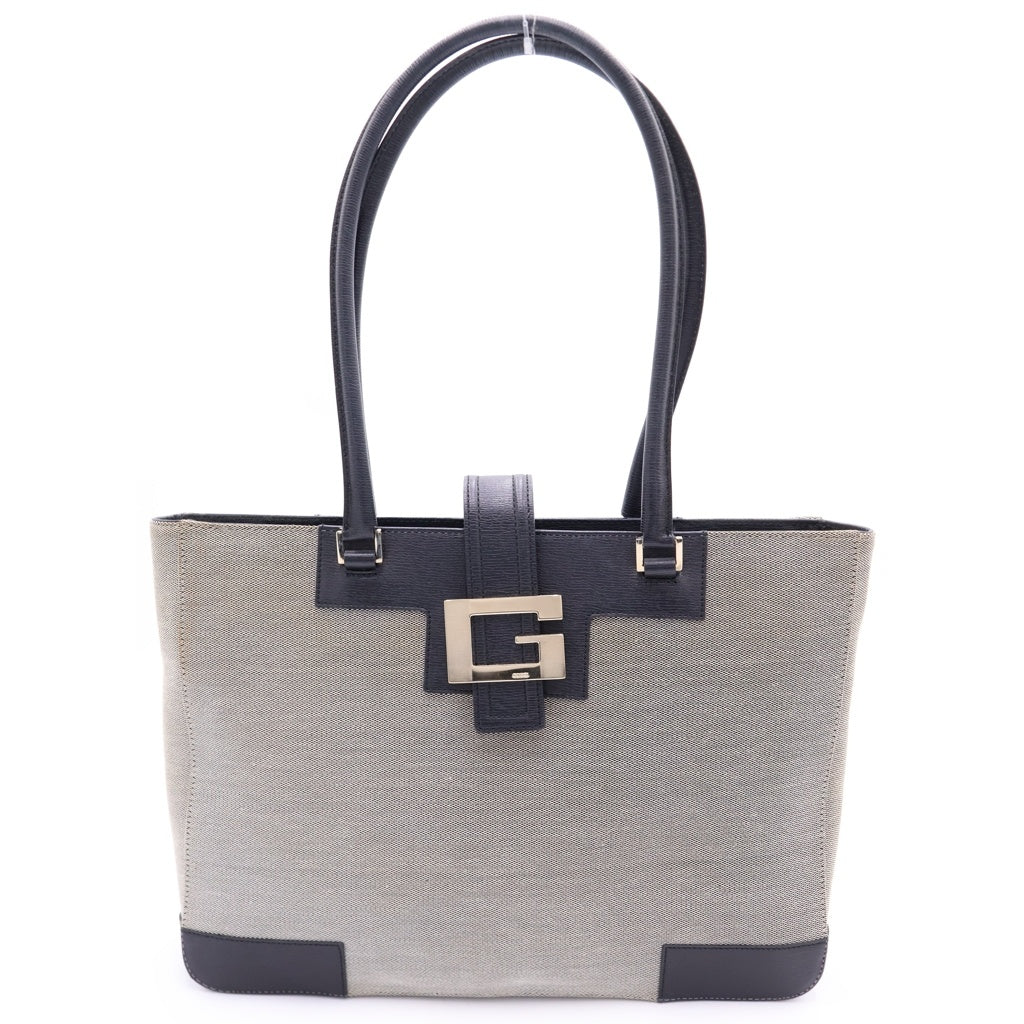 GUCCI(グッチ) Gロゴ キャンバス×レザー ハンドバッグ トートバッグ 002.1109 ベージュ/ブラック レディース