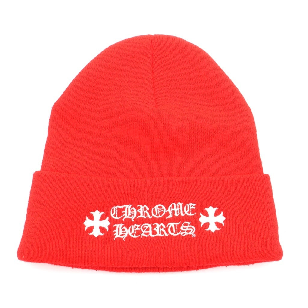 CHROME HEARTS(クロムハーツ) WATCH CAP ワッチキャップ ロゴ刺繍ビーニー ニットキャップ 帽子 レッド