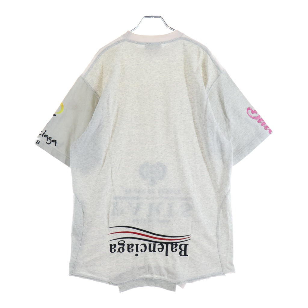 BALENCIAGA(バレンシアガ) 22SS UPSIDE DOWN S/S TEE アップサイドダウン リメイク加工 クルーネック 半袖Tシャツ カットソー ホワイト/グレー 698811 TMVC9