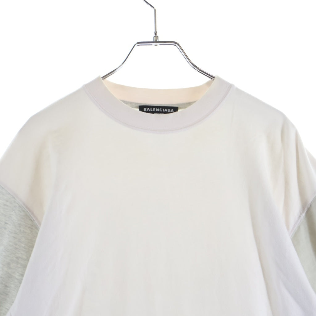 BALENCIAGA(バレンシアガ) 22SS UPSIDE DOWN S/S TEE アップサイドダウン リメイク加工 クルーネック 半袖Tシャツ カットソー ホワイト/グレー 698811 TMVC9