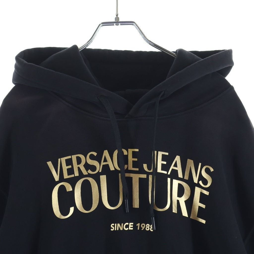 VERSACE(ヴェルサーチ) ロゴプリント プルオーバー スウェット パーカー フーディー ブラック B7GWA7TW