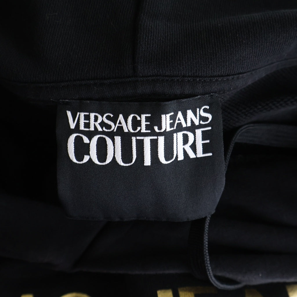 VERSACE(ヴェルサーチ) ロゴプリント プルオーバー スウェット パーカー フーディー ブラック B7GWA7TW