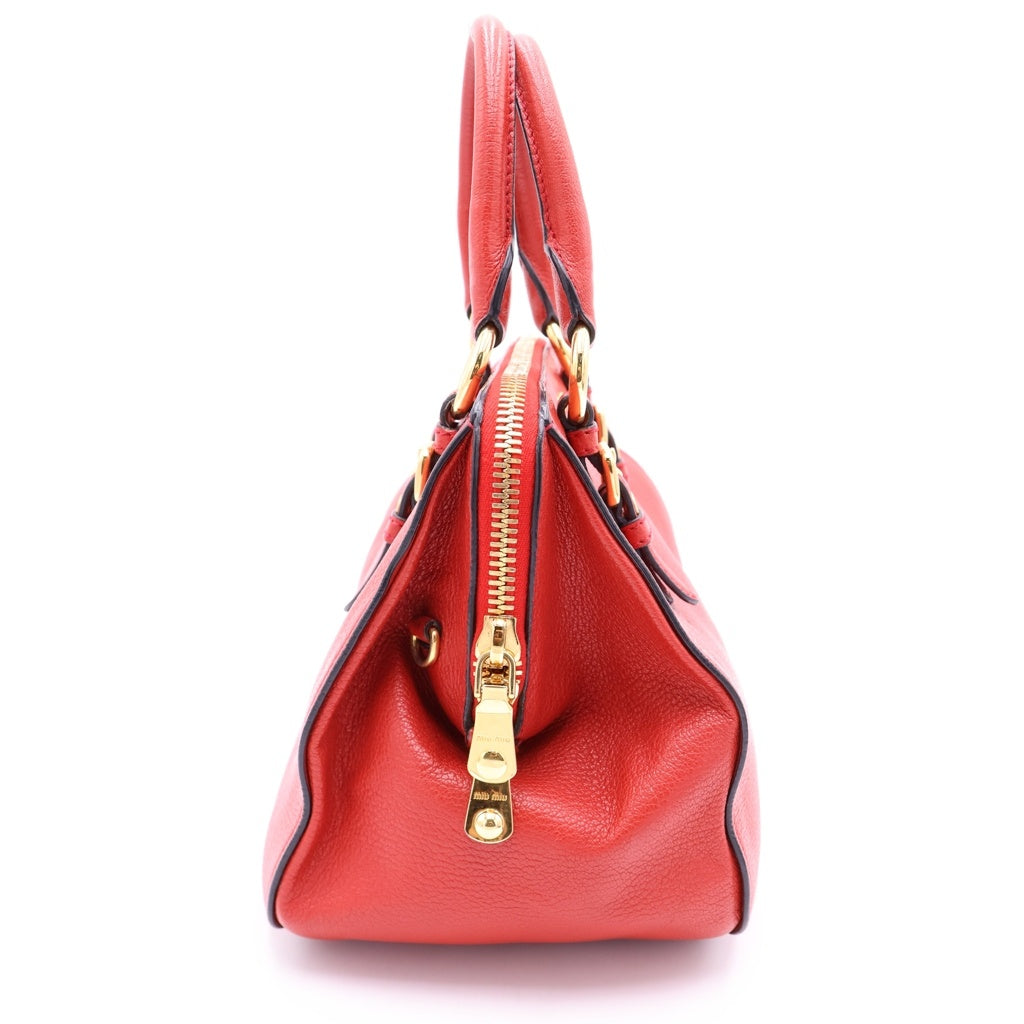miumiu(ミュウミュウ) マドラス レザー 2WAY ハンドバッグ ショルダーバッグ RL0058 レッド レディース
