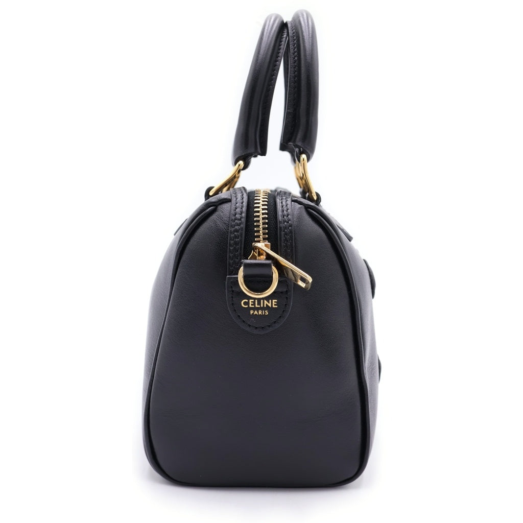CELINE(セリーヌ) キュイル トリオンフ スモール ボストン レザー 2WAY ハンドバッグ ショルダーバッグ ブラック レディース