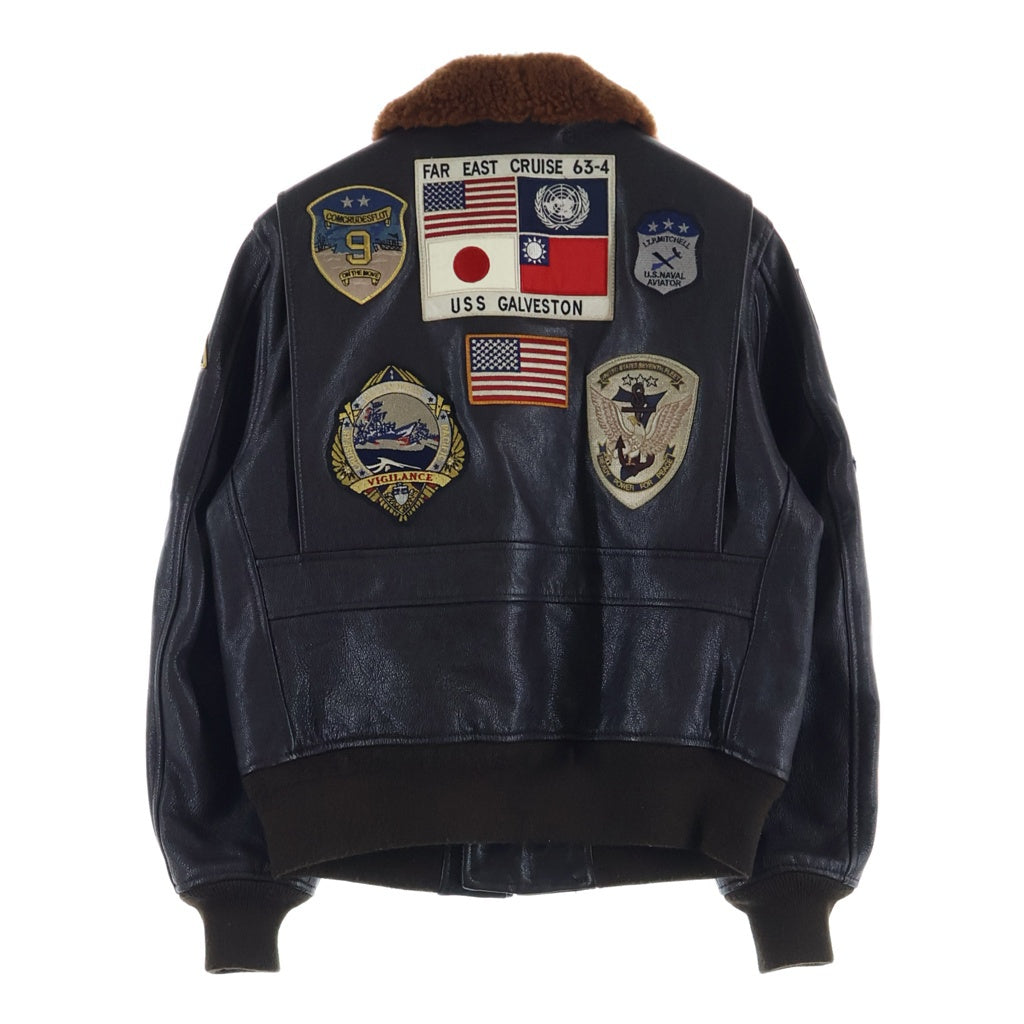 AVIREX(アヴィレックス) G-1 TOP GUN トップガン フライトレザージャケット パッチ 襟ボア ブラウン 789-2950002