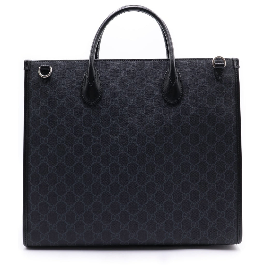 GUCCI(グッチ) インターロッキングG GGスプリーム PVC レザー 2WAYトートバッグ ハンドバッグ ショルダーバッグ ブラック 674148 レディース